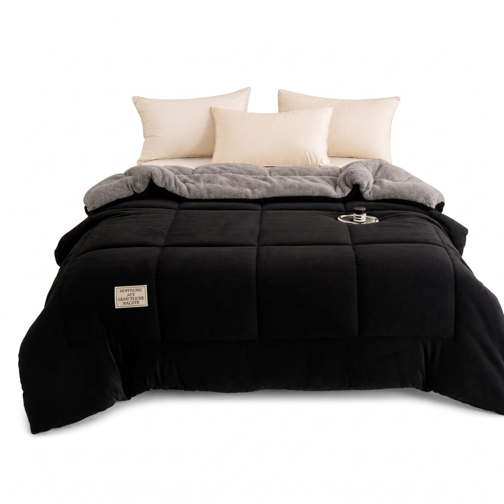 🛏️  Dicke gesteppte Winterdecke aus Schneeflocken-Samt, kuschelig warm ❄️