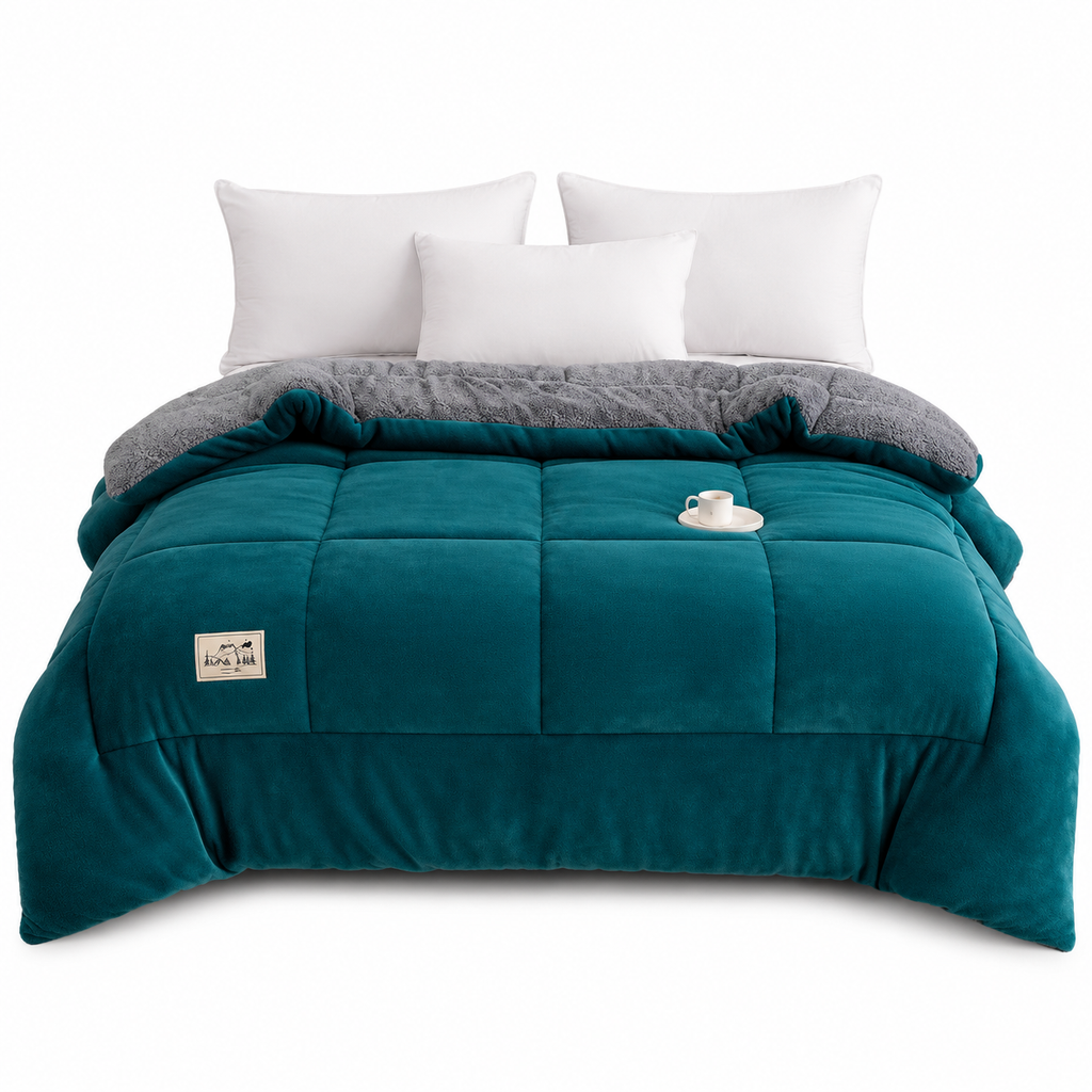 🛏️  Dicke gesteppte Winterdecke aus Schneeflocken-Samt, kuschelig warm ❄️