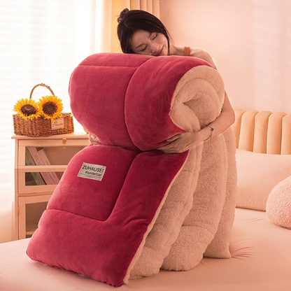 🛏️  Dicke gesteppte Winterdecke aus Schneeflocken-Samt, kuschelig warm ❄️