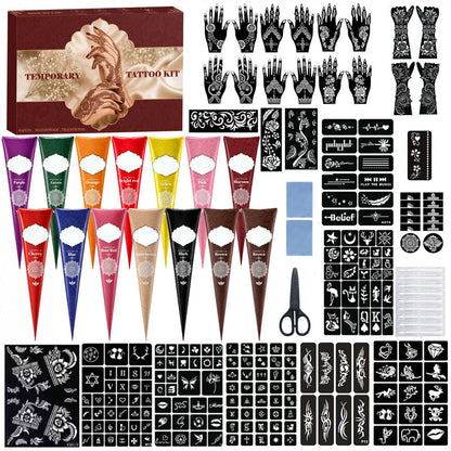 Henna-Set für temporäre Tattoos mit Schablonen