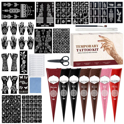 Henna-Set für temporäre Tattoos mit Schablonen