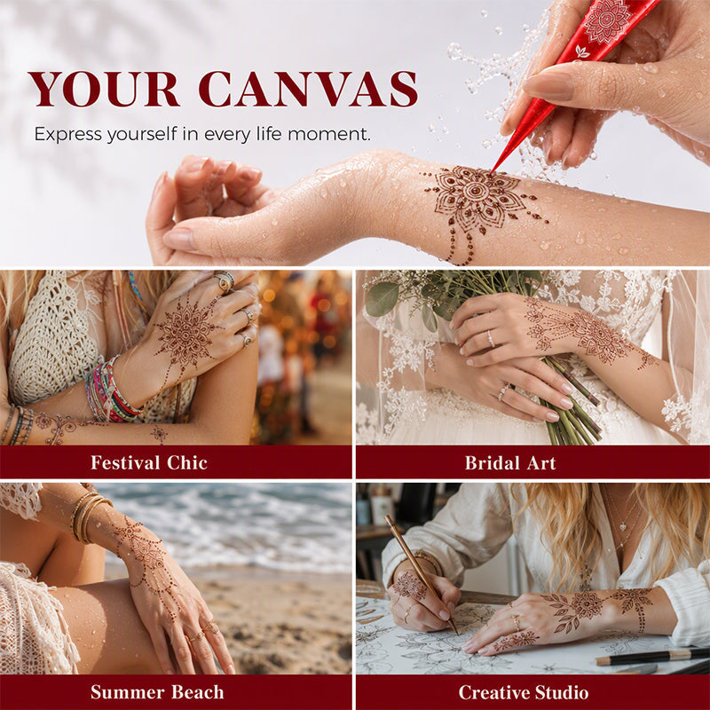 Henna-Set für temporäre Tattoos mit Schablonen