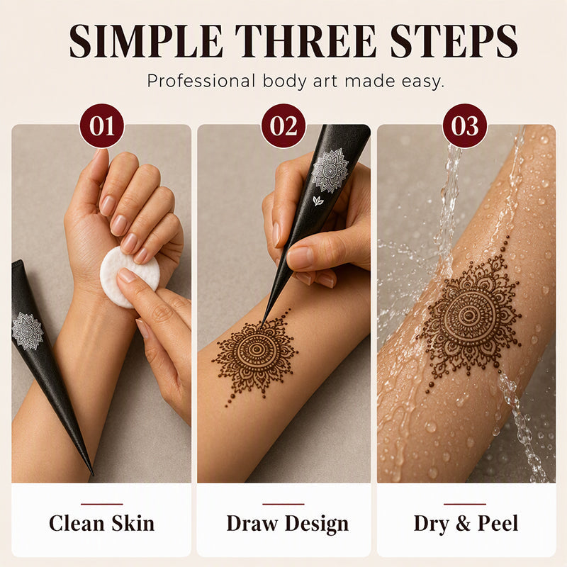 Henna-Set für temporäre Tattoos mit Schablonen