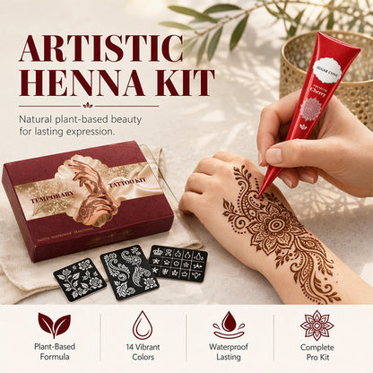 Henna-Set für temporäre Tattoos mit Schablonen