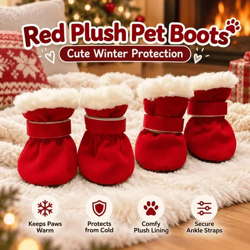 Warme Winterhundeschuhe mit weichem Plüschfutter