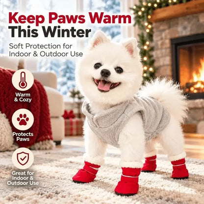 Warme Winterhundeschuhe mit weichem Plüschfutter