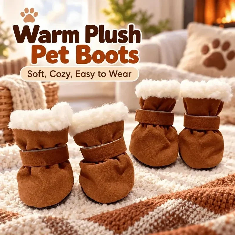 Warme Winterhundeschuhe mit weichem Plüschfutter