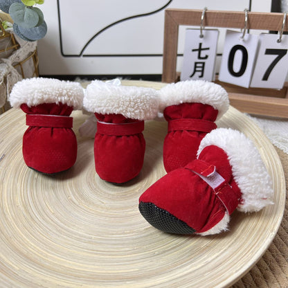 Warme Winterhundeschuhe mit weichem Plüschfutter