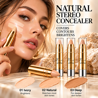 Natürlicher, nahtlos verblendbarer Concealer-Stift – 3-in-1: Abdecken, Aufhellen & Konturieren
