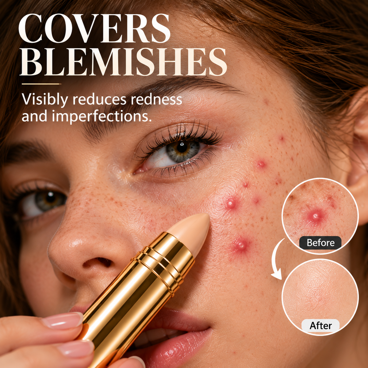 Natürlicher, nahtlos verblendbarer Concealer-Stift – 3-in-1: Abdecken, Aufhellen & Konturieren