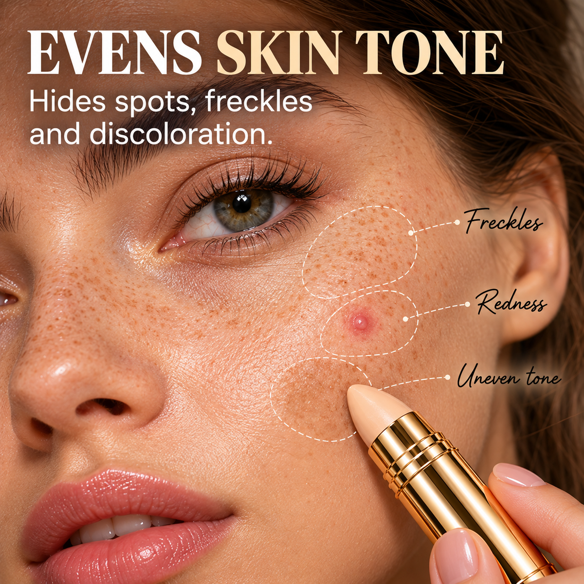 Natürlicher, nahtlos verblendbarer Concealer-Stift – 3-in-1: Abdecken, Aufhellen & Konturieren