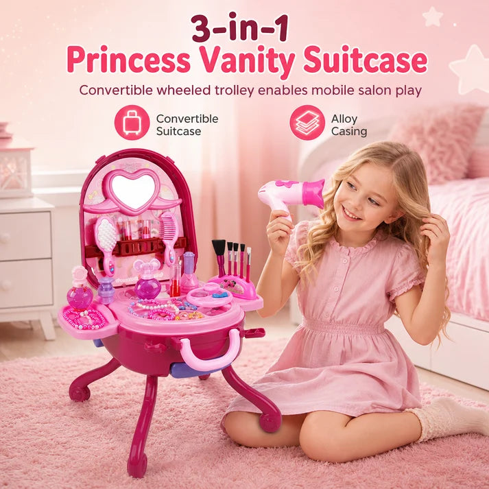 🎀Schminkkoffer mit Spiel-Schminktisch für Kinder – Tragbares Rollenspiel-Set für Mädchen
