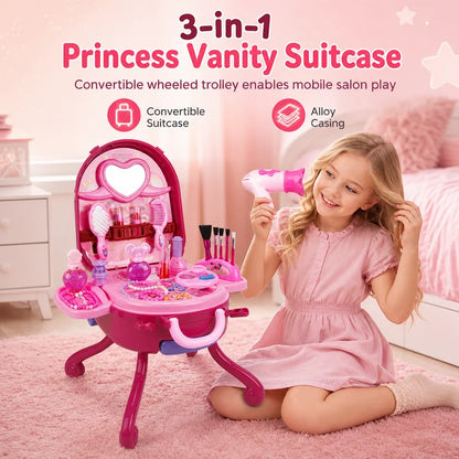 🎀Schminkkoffer mit Spiel-Schminktisch für Kinder – Tragbares Rollenspiel-Set für Mädchen
