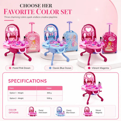🎀Schminkkoffer mit Spiel-Schminktisch für Kinder – Tragbares Rollenspiel-Set für Mädchen