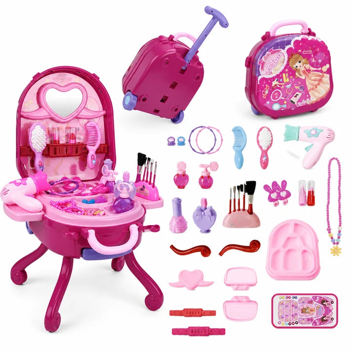 🎀Schminkkoffer mit Spiel-Schminktisch für Kinder – Tragbares Rollenspiel-Set für Mädchen
