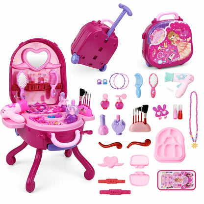 🎀Schminkkoffer mit Spiel-Schminktisch für Kinder – Tragbares Rollenspiel-Set für Mädchen
