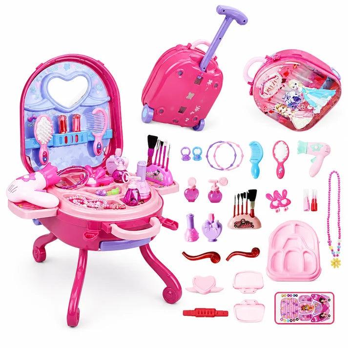 🎀Schminkkoffer mit Spiel-Schminktisch für Kinder – Tragbares Rollenspiel-Set für Mädchen