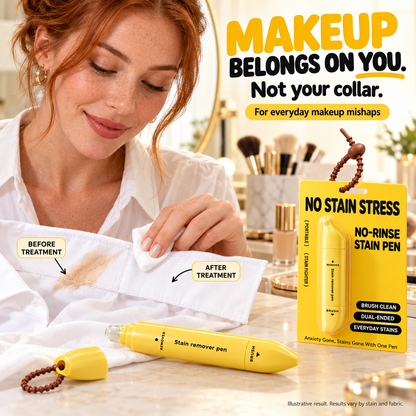 🥳2026 HEISSER VERKAUF🥳💞50.000 VERKAUFT! 🖊️✨ 50% RABATT! Tragbarer Fleckenentferner-Stift mit doppeltem Kopf – Rollerball und Silikonbürste, entfernt Make-up, Fett, Kaffee- und Weinflecken. Wasserlos, schnell trocknend und reisefertig! 🛡️✅