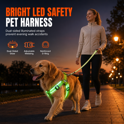 LED-Hundeharness mit Leuchtfunktion für Spaziergänge bei Nacht