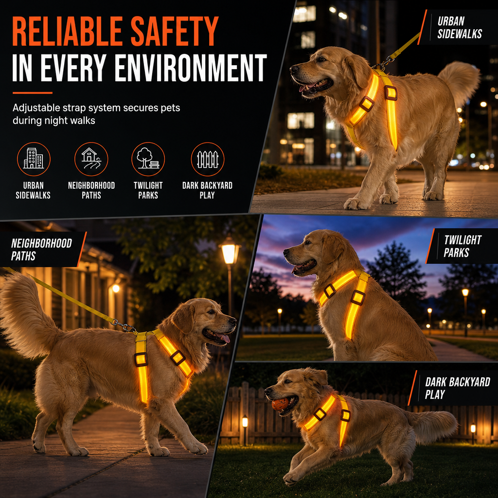 LED-Hundeharness mit Leuchtfunktion für Spaziergänge bei Nacht