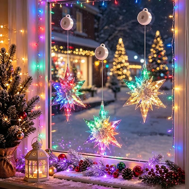 🎄✨Weihnachtliche Fensterleuchten mit Saugnapf – kein Bohren, batteriebetrieben & wiederverwendbar ✨