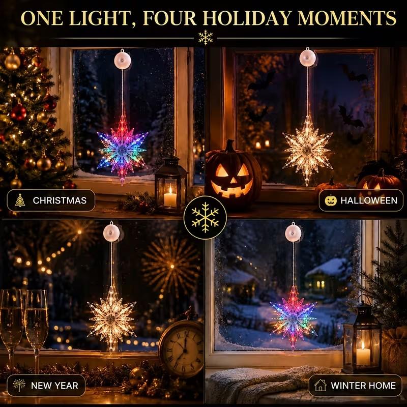🎄✨Weihnachtliche Fensterleuchten mit Saugnapf – kein Bohren, batteriebetrieben & wiederverwendbar ✨