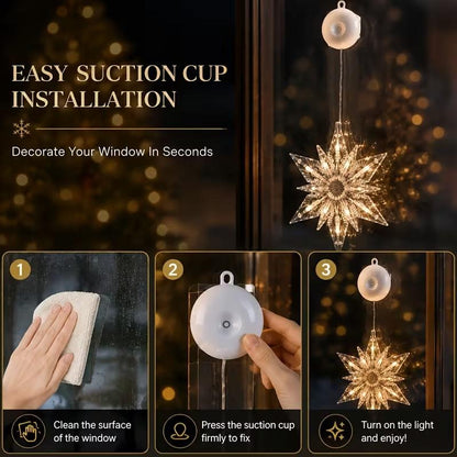 🎄✨Weihnachtliche Fensterleuchten mit Saugnapf – kein Bohren, batteriebetrieben & wiederverwendbar ✨