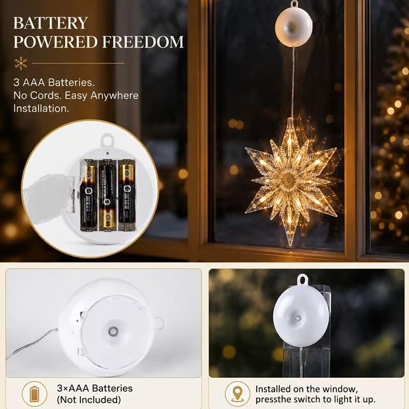🎄✨Weihnachtliche Fensterleuchten mit Saugnapf – kein Bohren, batteriebetrieben & wiederverwendbar ✨
