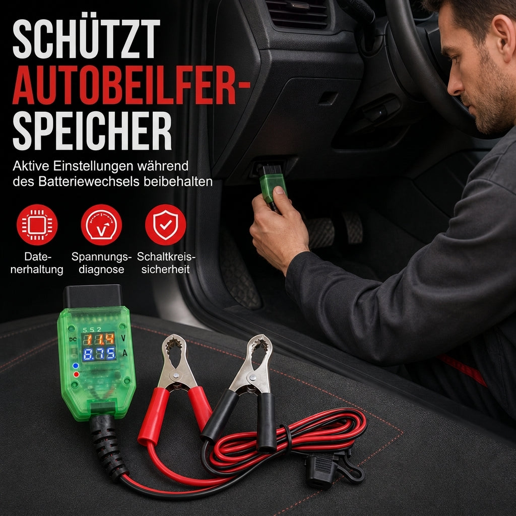 ⚡ 🔋 OBDII 12V bilminnesbevarare med spänningsindikator