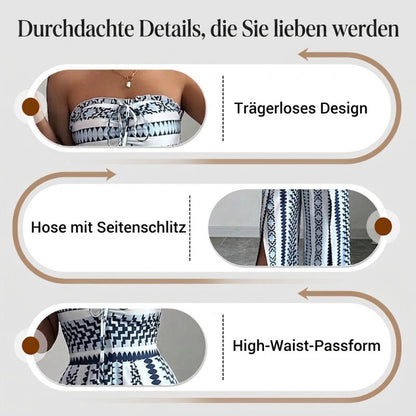 Tuta Intera Senza Spalline Floreale Boho Da Donna