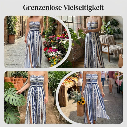 Tuta Intera Senza Spalline Floreale Boho Da Donna