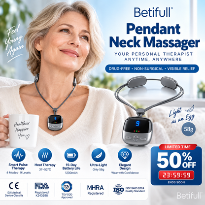 🧘‍♀️Nackenmassagegerät im Anhänger-Design – tragbar, mit 3 Wärmestufen & 9 Intensitätsstufen gegen Verspannungen. Schluss mit Schmerzmitteln – sanfte elektrische Impulse lockern die tiefe Nackenmuskulatur auf natürliche Weise! 🔥💚