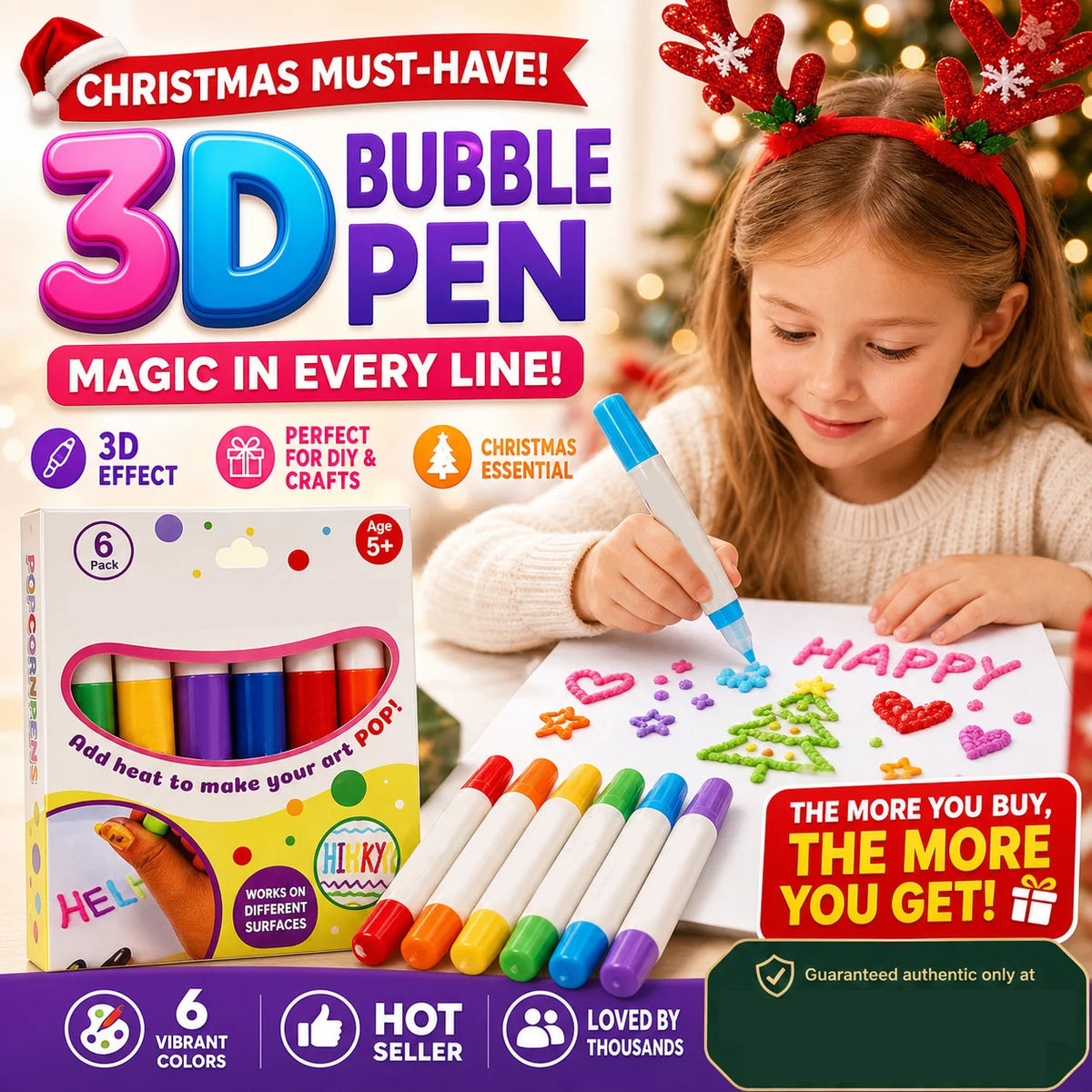 🥳HEISSER SALE 2026🥳💞50.000+ VERKAUFT!🎄🎁Magische Popcorn-Stifte mit Blaseneffekt, wärmeaktivierte Popcorn-Stifte, DIY-3D-Kunstmarker für Kinderbastelprojekte